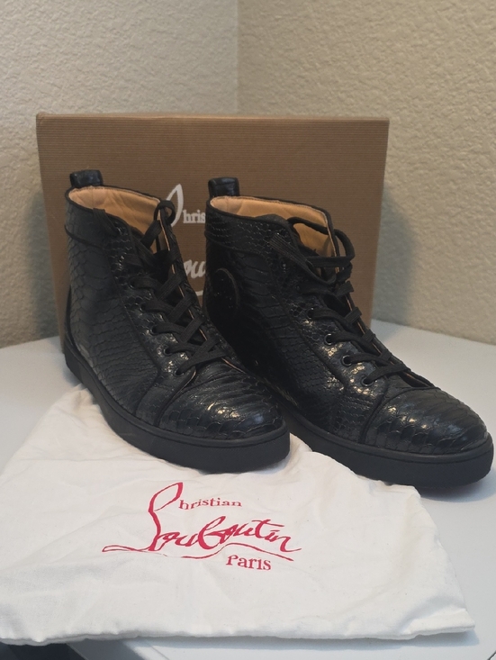 Christian Louboutin Other - EUC Christian Louboutin Men’s Snake Skin Style Black High-Top Sneakers Size 47
